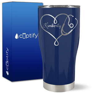 Personalized Heart Stethoscope on 27oz Curve Tumbler