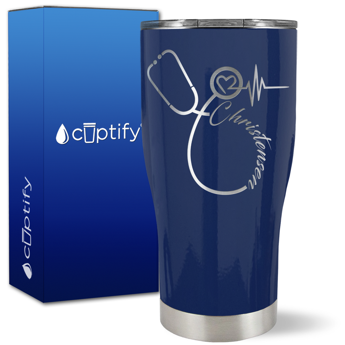 Personalized Nurse Stethoscope on 27oz Curve Tumbler