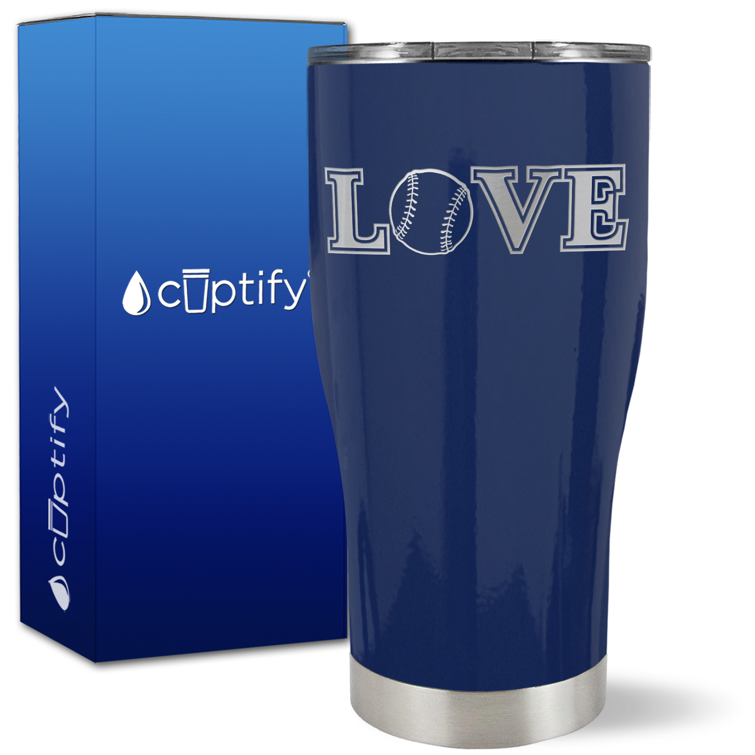Baseball Love on 27oz Curve Tumbler