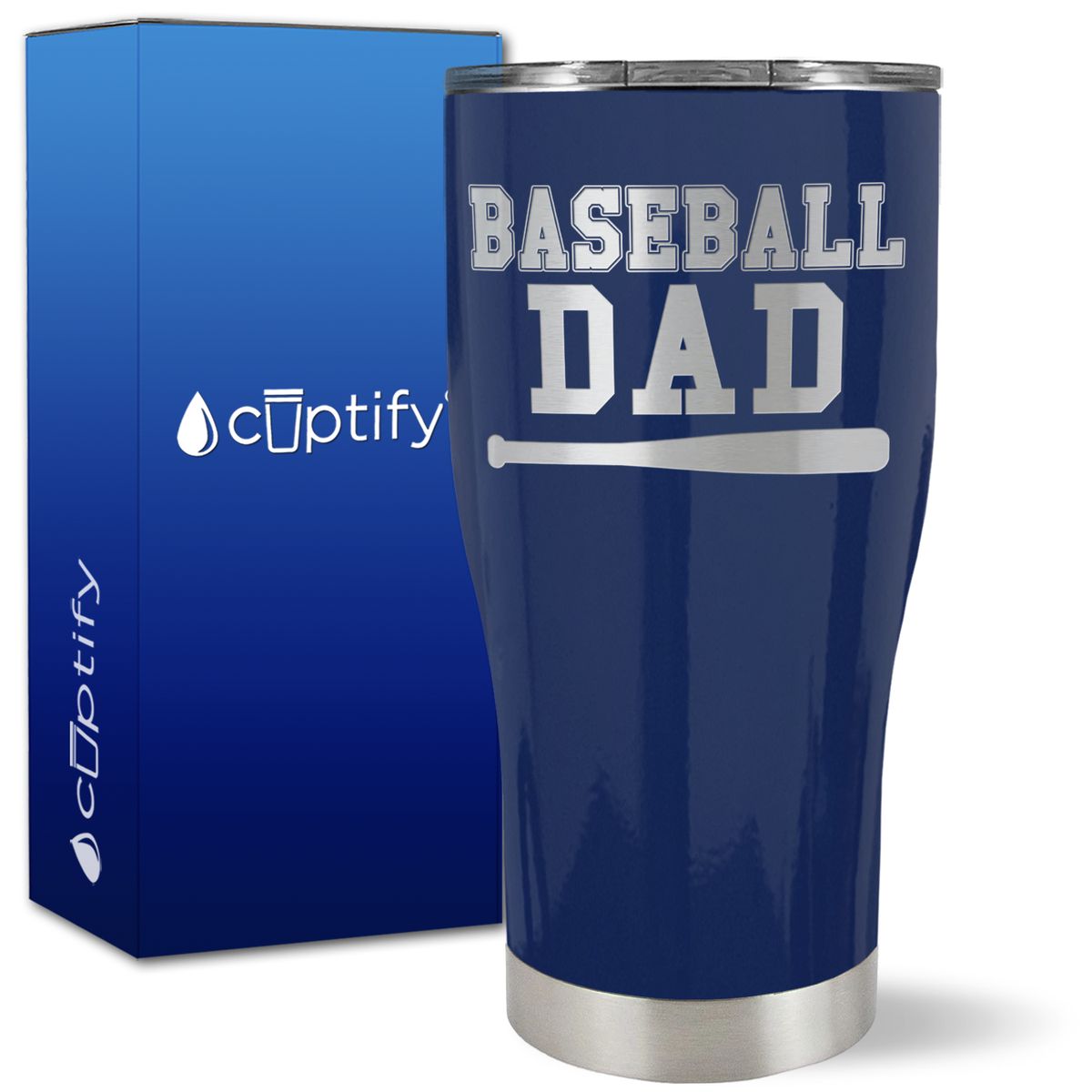 Baseball Dad with Bat on 27oz Curve Tumbler