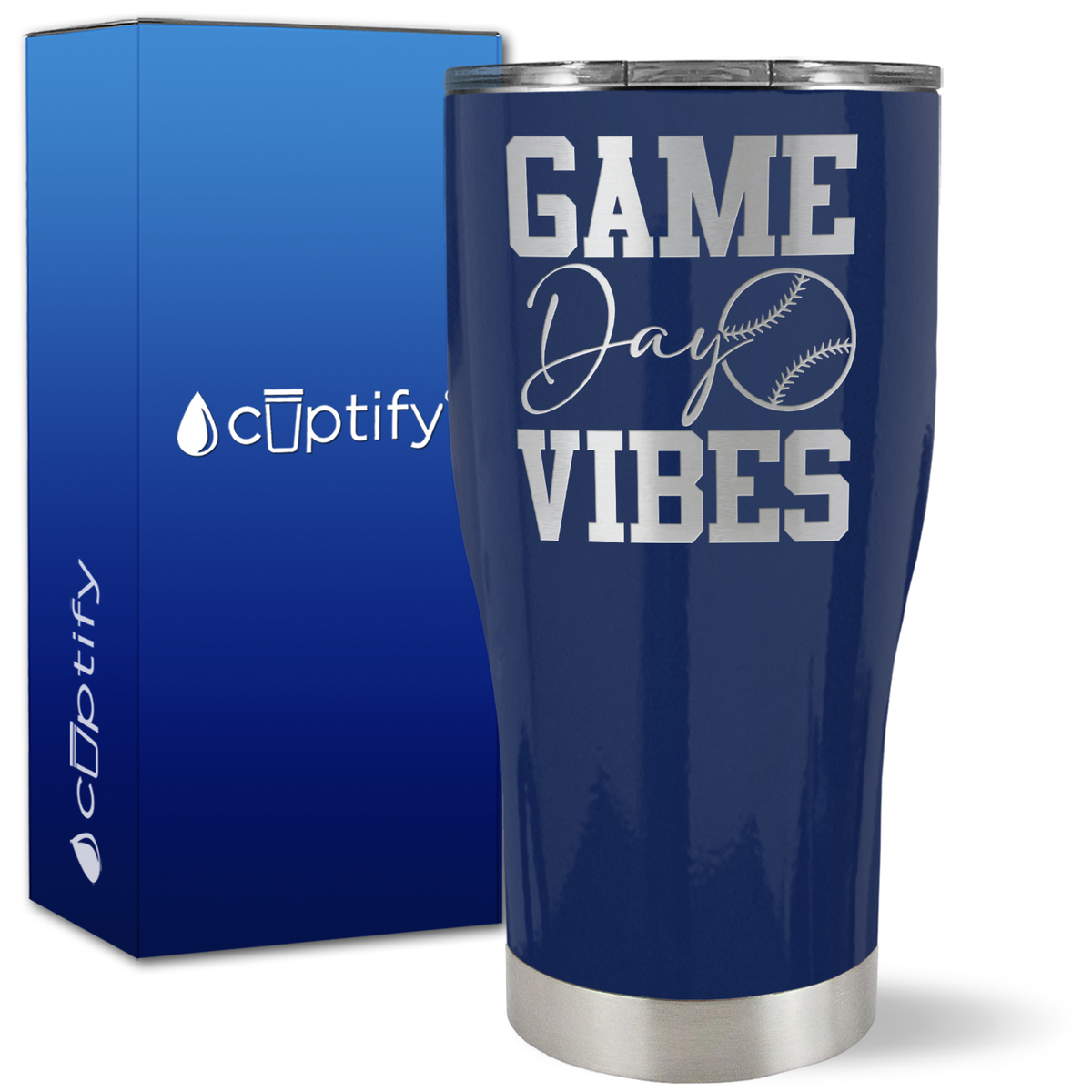 Game Day Vibes Baseball on 27oz Curve Tumbler