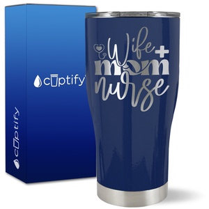 Wife Mom Nurse Heart Stethoscope on 27oz Curve Tumbler