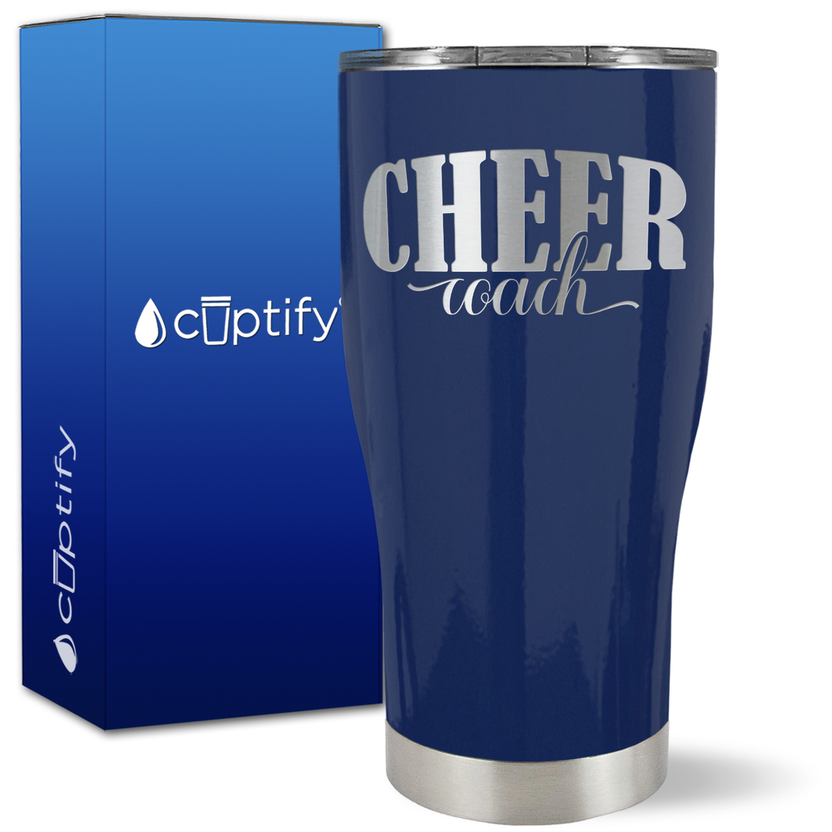 Cheer Coach Script on 27oz Curve Tumbler