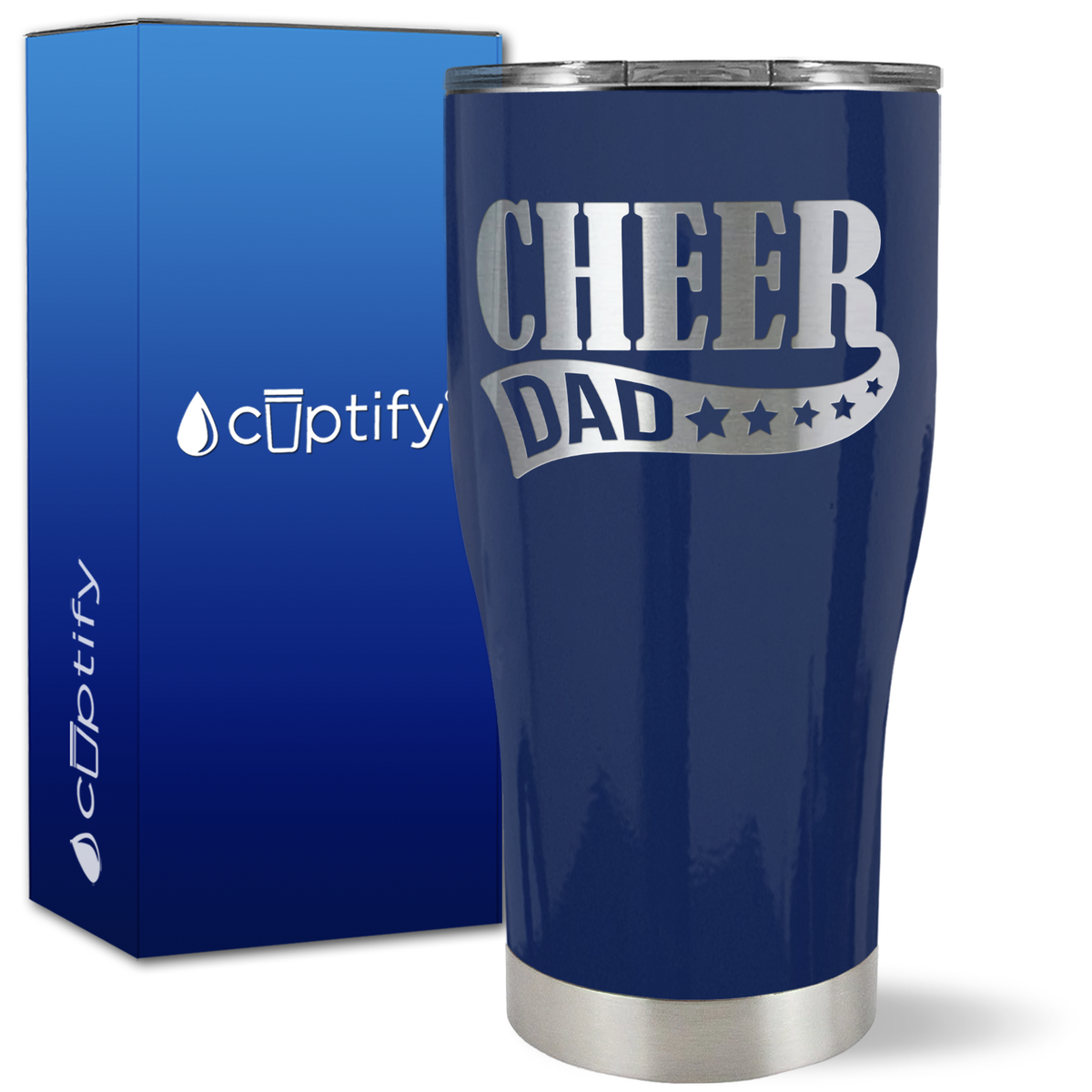 Cheer Dad Banner Stars on 27oz Curve Tumbler
