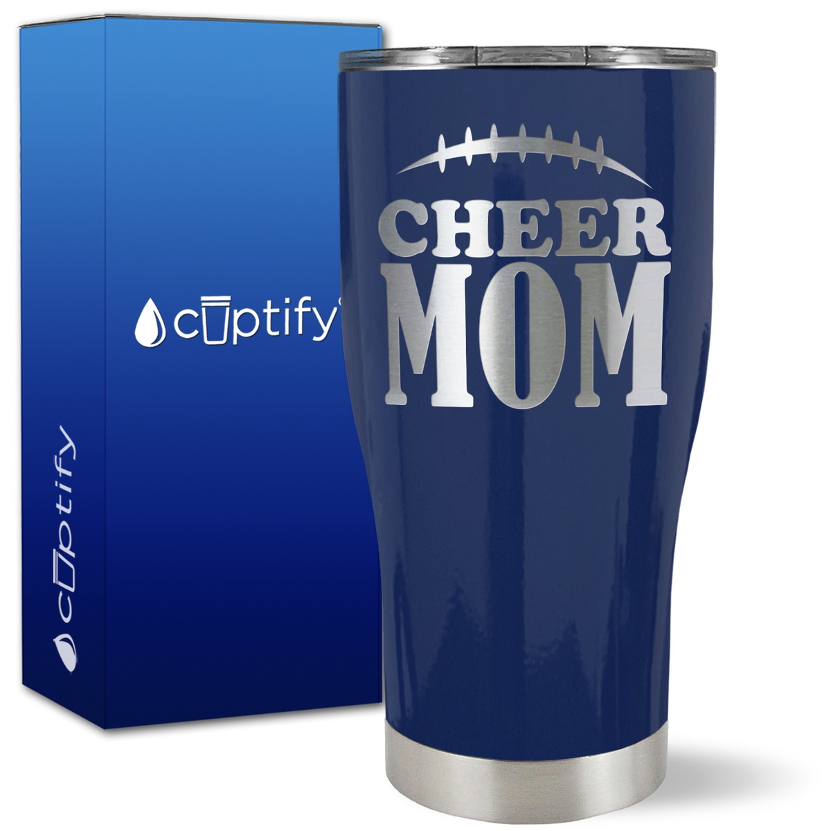 Cheer Mom Football Stitches on 27oz Curve Tumbler