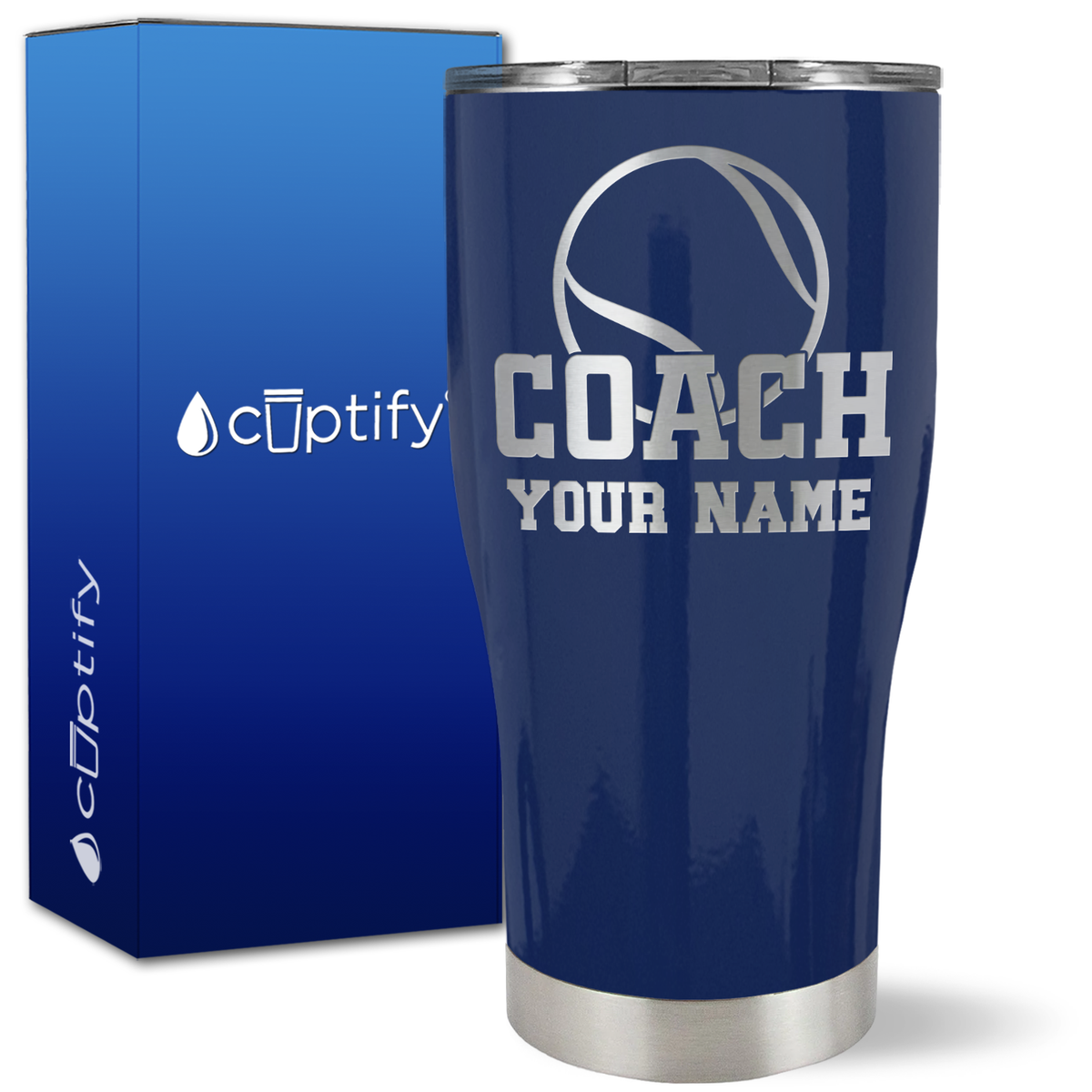 Personalized Coach Tennis Ball on 27oz Curve Tumbler