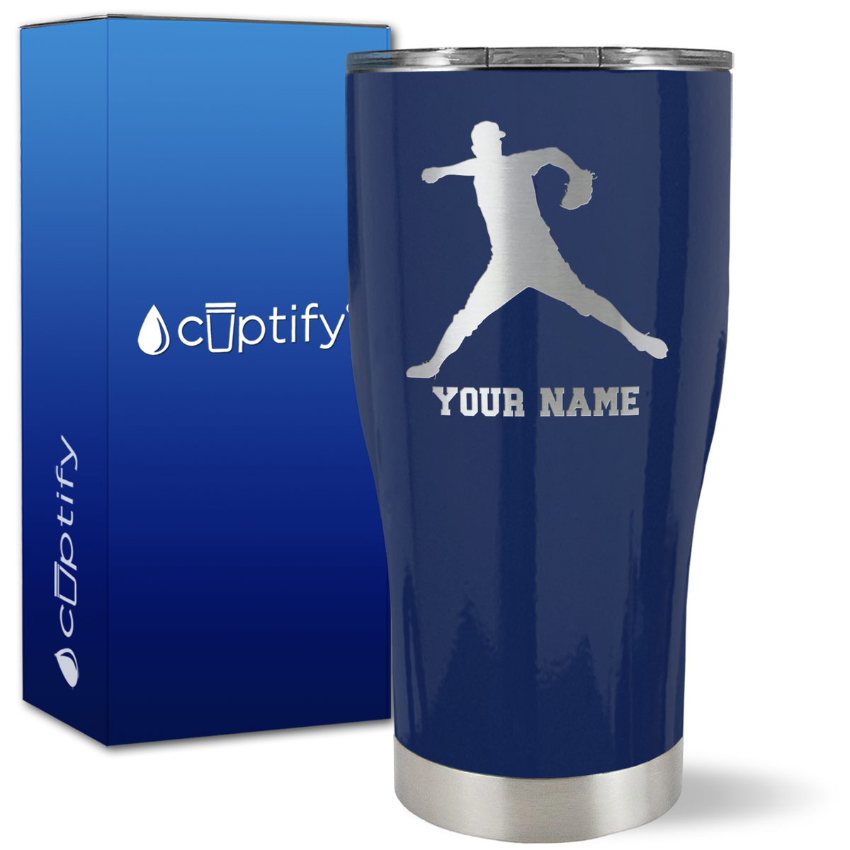 Personalized Baseball Pitcher Player on 27oz Curve Tumbler