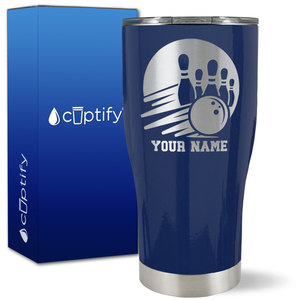 Custom Bowling and Pins on 27oz Curve Tumbler