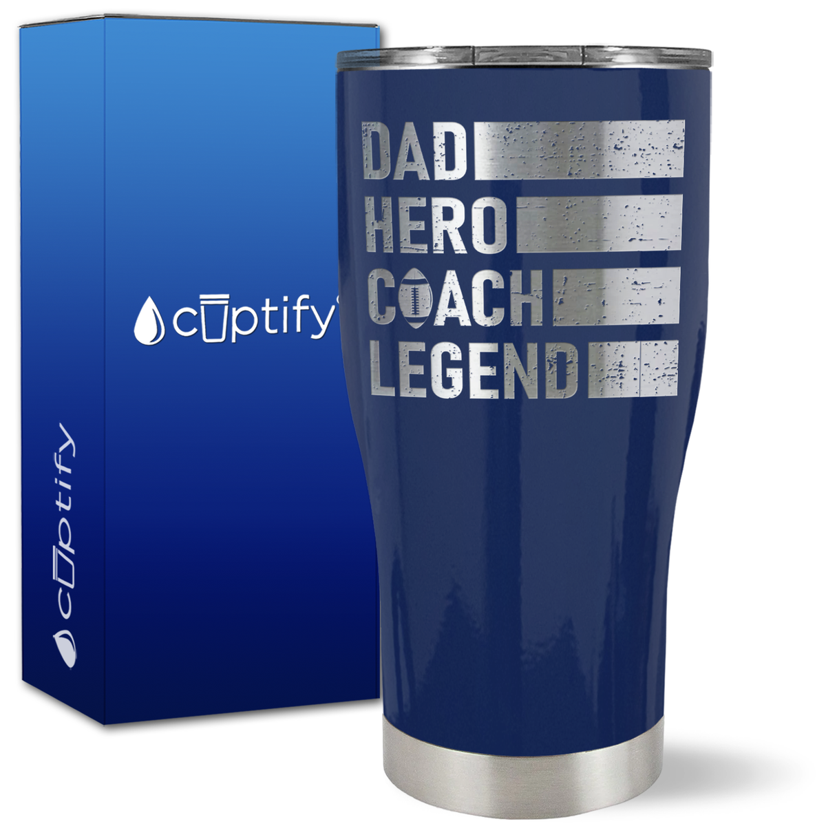Dad, Hero, Coach, Legend on 27oz Curve Tumbler