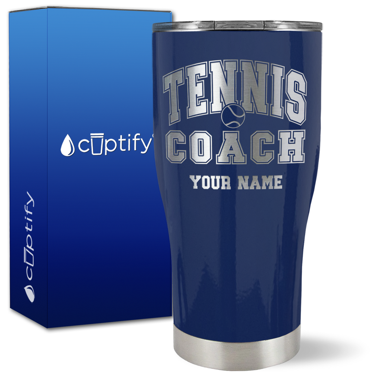 Personalized Tennis Coach on 27oz Curve Tumbler