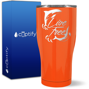 Dolphins Live Free on 27oz Curve Tumbler