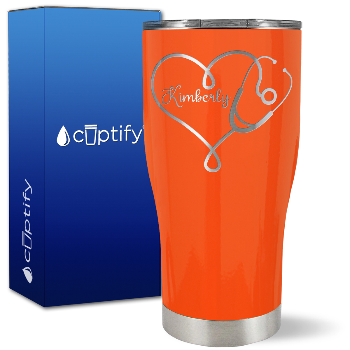 Personalized Heart Stethoscope on 27oz Curve Tumbler