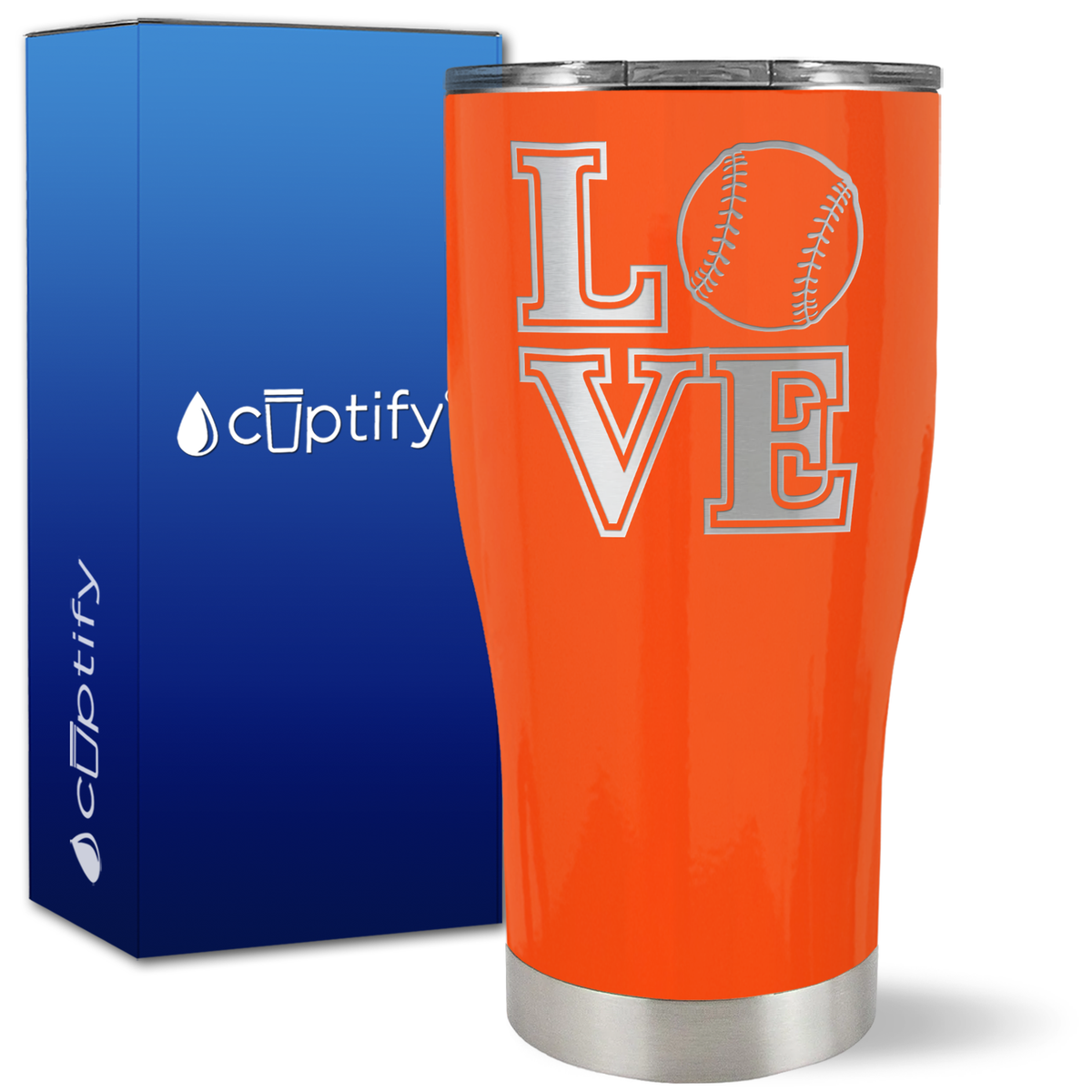 Love Baseball on 27oz Curve Tumbler