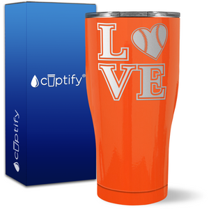 Baseball Heart Love on 27oz Curve Tumbler