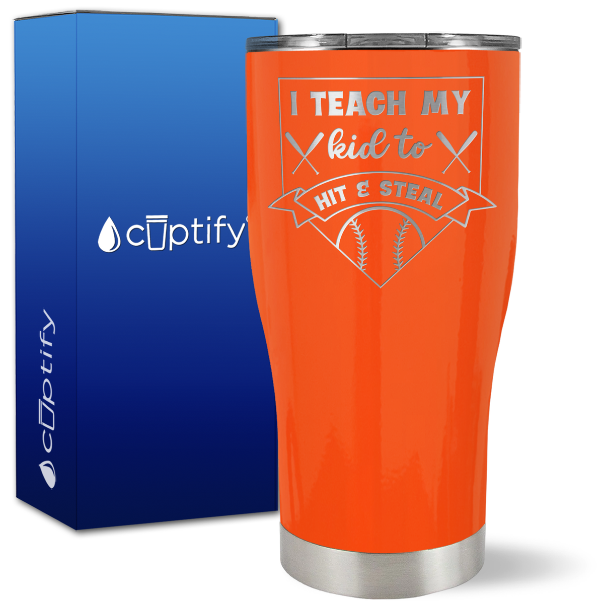 I Teach My Kid to Hit and Steal Baseball Base on 27oz Curve Tumbler