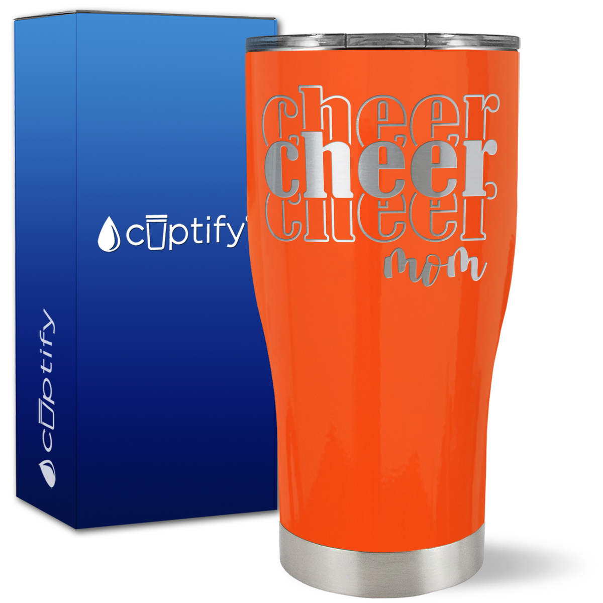 Cheer Cheer Cheer Mom on 27oz Curve Tumbler
