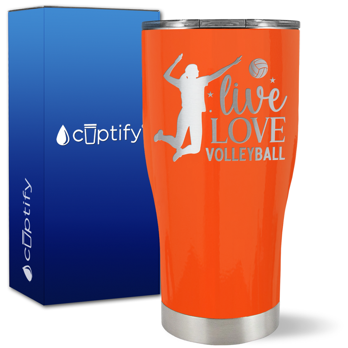 Live Love Volleyball Silhouette on 27oz Curve Tumbler