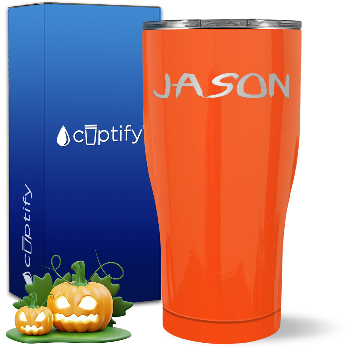 Personalized Scary Halloween Font on 27oz Curve Tumbler