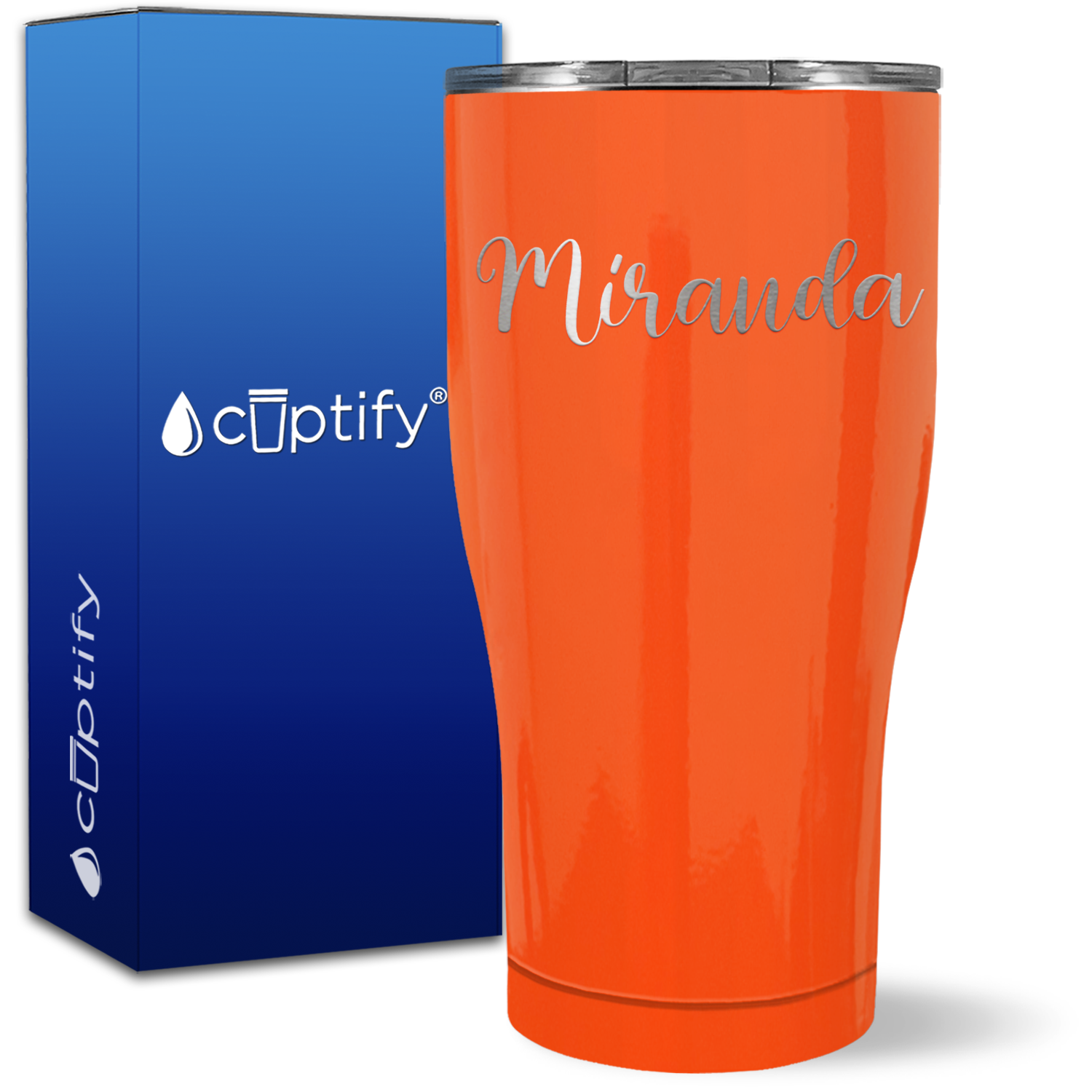 Personalized Orange 27oz Engraved Curve Tumbler