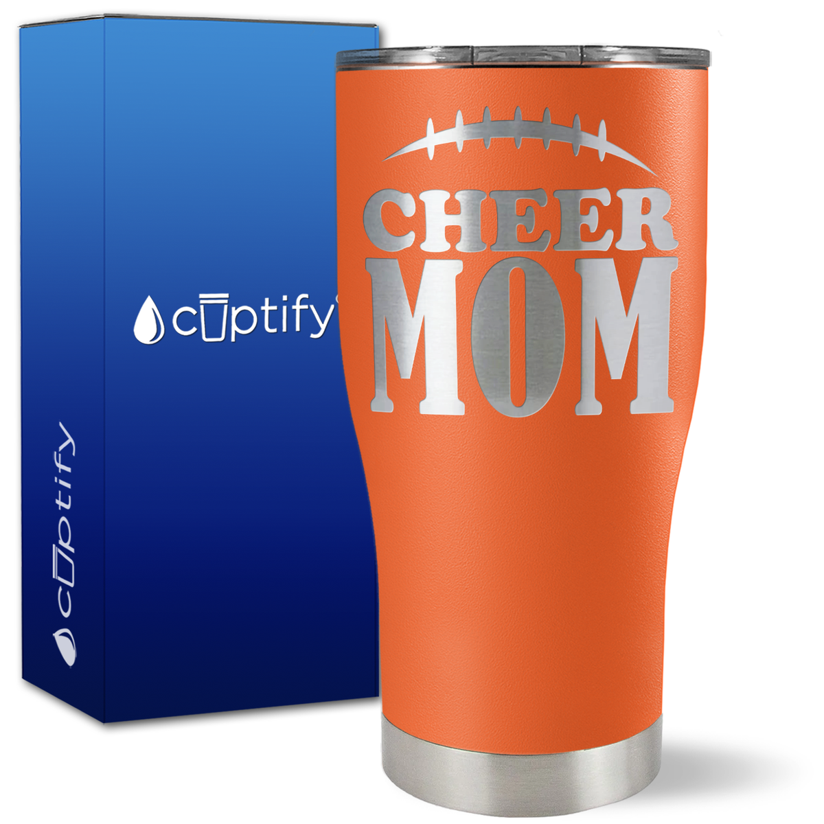 Cheer Mom Football Stitches on 27oz Curve Tumbler