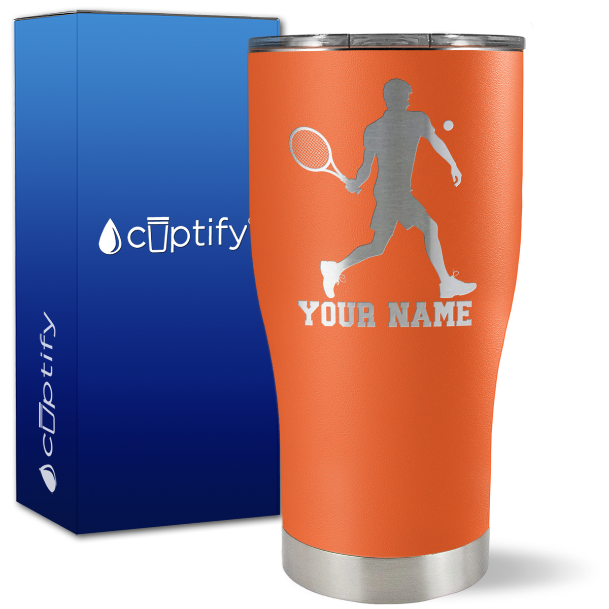 Personalized Tennis Player Silhouette on 27oz Curve Tumbler