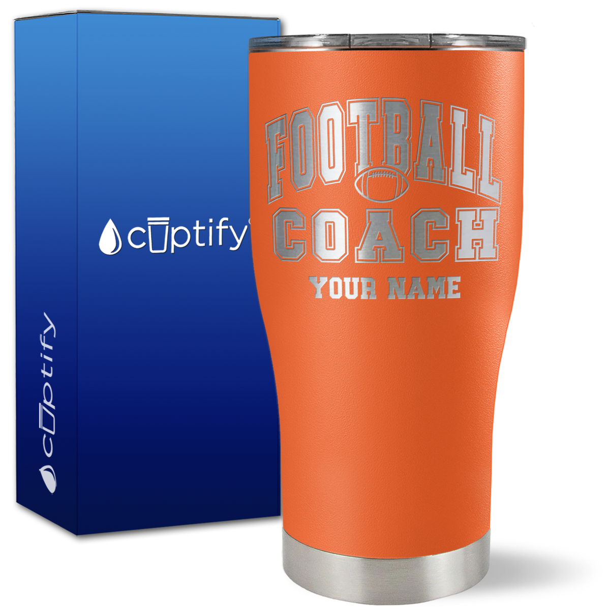 Personalized Coach Football on 27oz Curve Tumbler