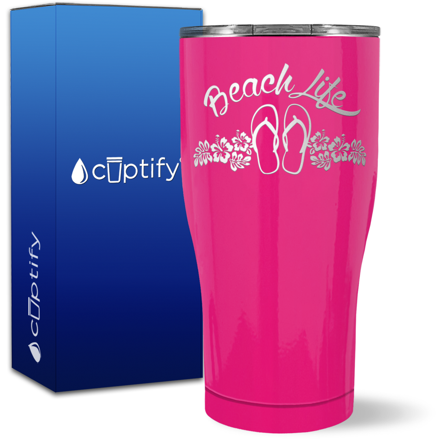 Beach Life Flowers and Sandals on 27oz Curve Tumbler