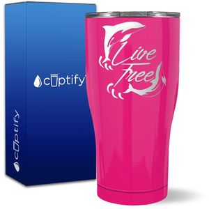 Dolphins Live Free on 27oz Curve Tumbler