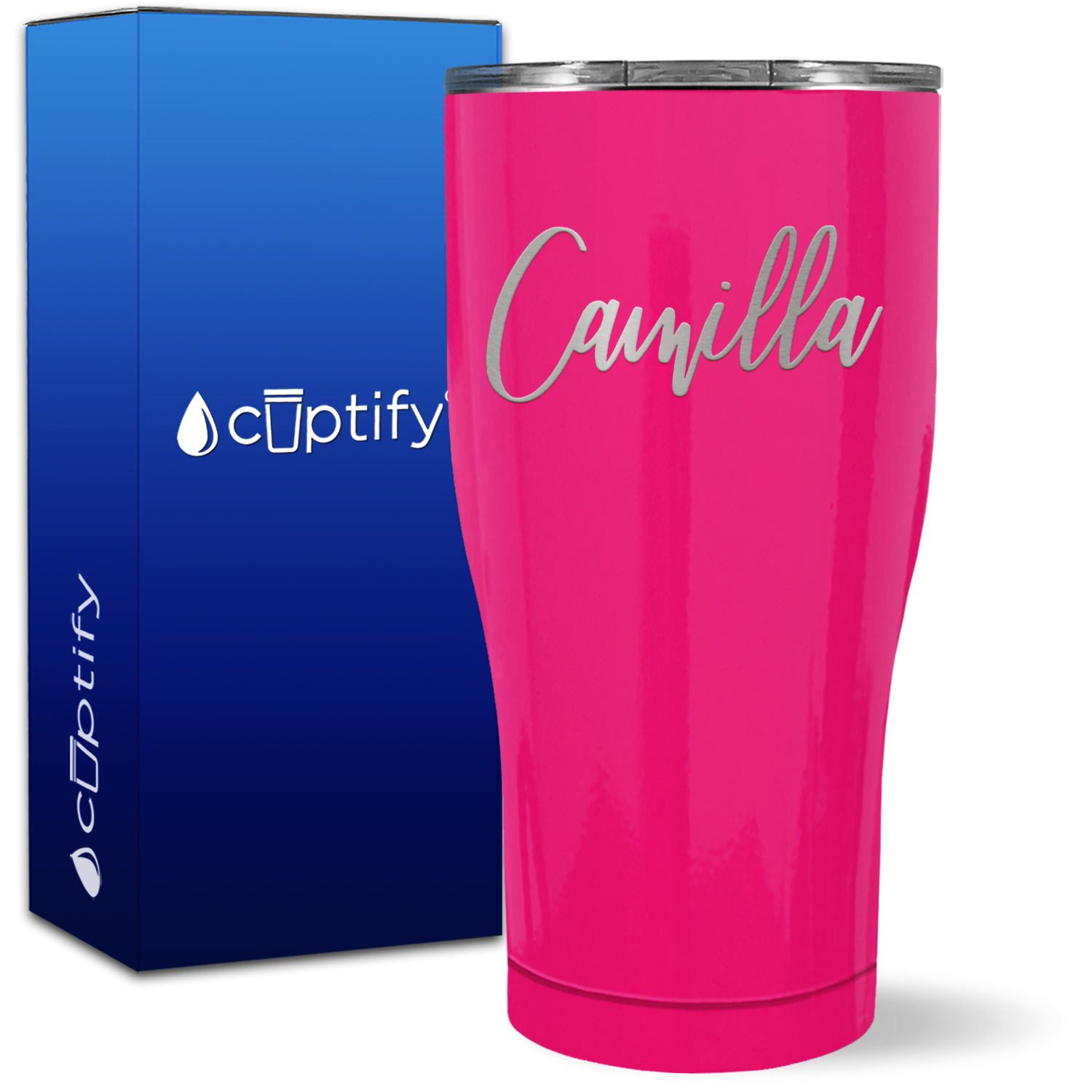 Personalized Pink 27oz Engraved Curve Tumbler
