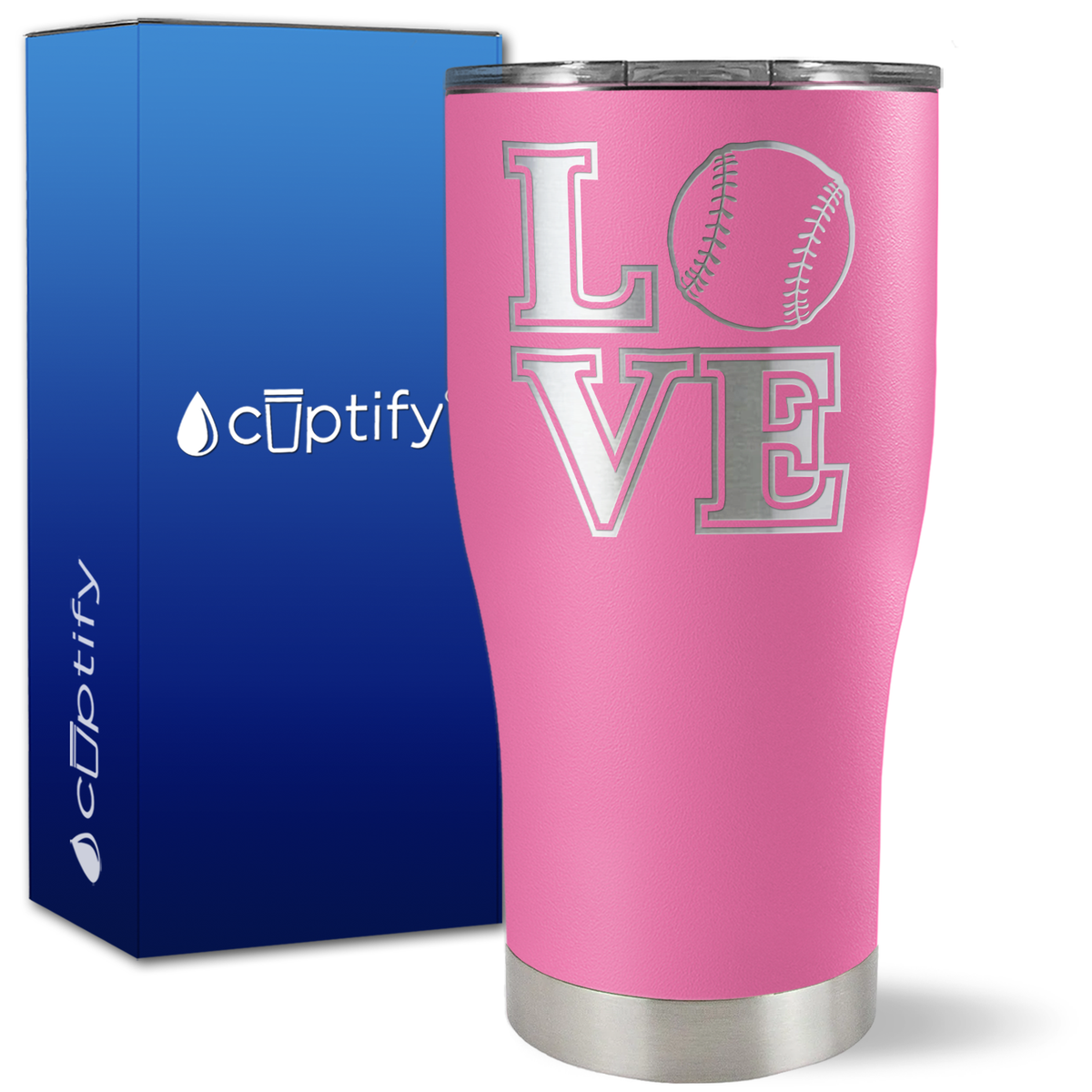Love Baseball on 27oz Curve Tumbler