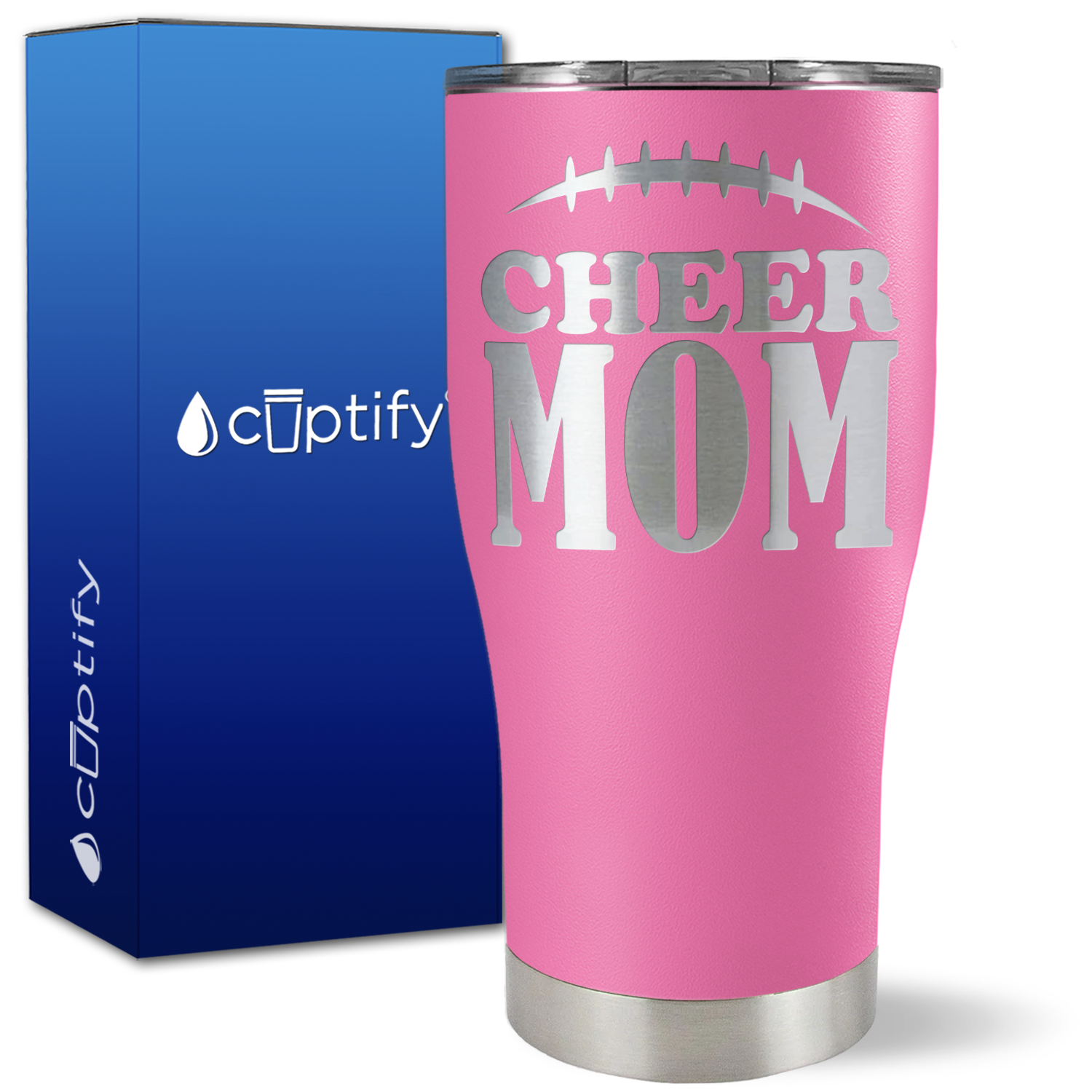 Cheer Mom Football Stitches on 27oz Curve Tumbler