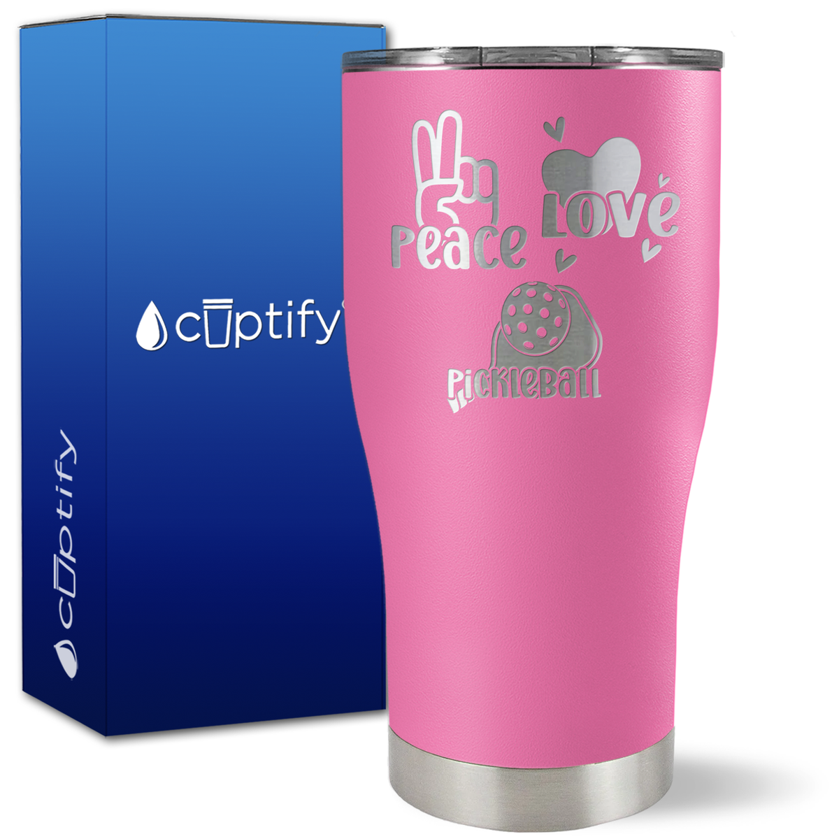 Peace Love Pickleball on 27oz Curve Tumbler