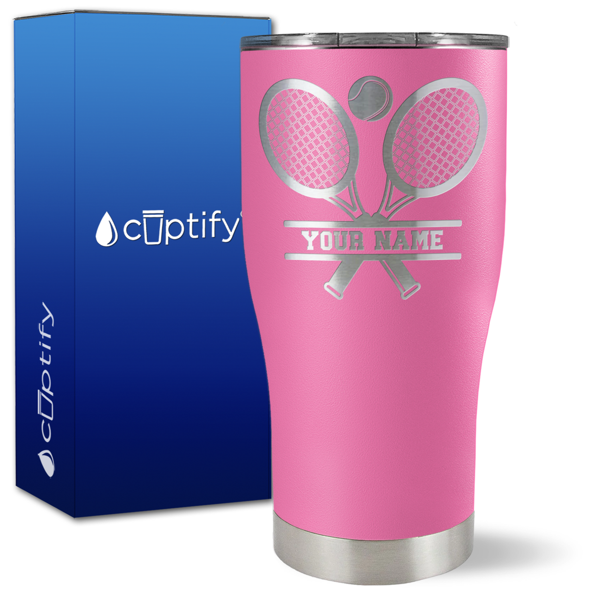 Personalized Tennis Rackets on 27oz Curve Tumbler
