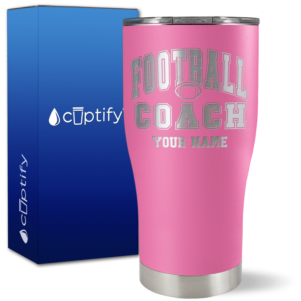 Personalized Coach Football on 27oz Curve Tumbler