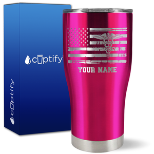 Personalized Caduceus Flag on 27oz Curve Tumbler