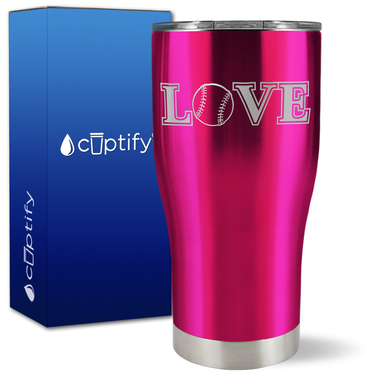 Baseball Love on 27oz Curve Tumbler