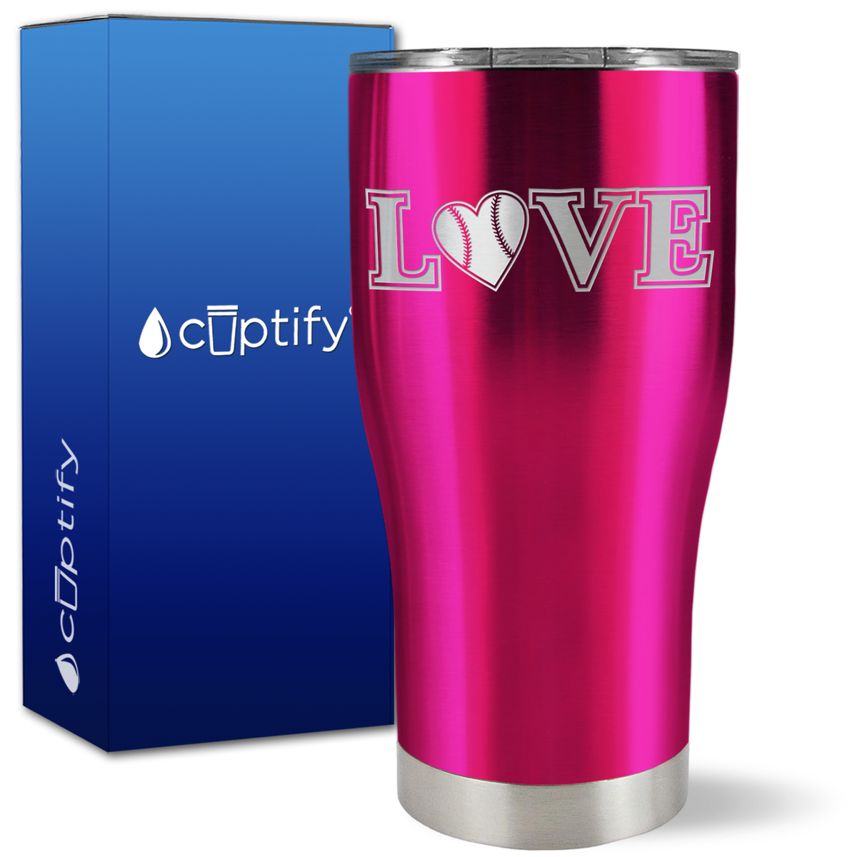 Baseball Love Heart on 27oz Curve Tumbler