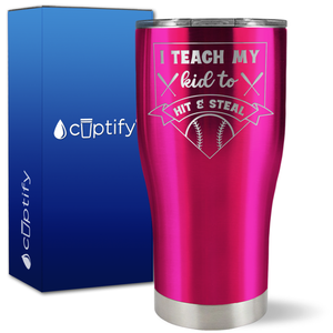 I Teach My Kid to Hit and Steal Baseball Base on 27oz Curve Tumbler
