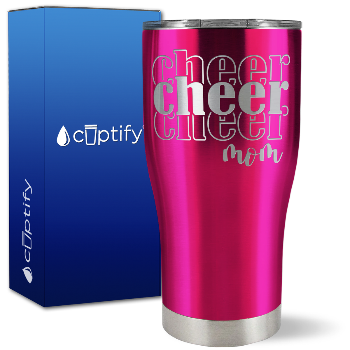 Cheer Cheer Cheer Mom on 27oz Curve Tumbler