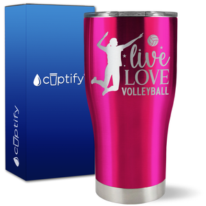Live Love Volleyball Silhouette on 27oz Curve Tumbler