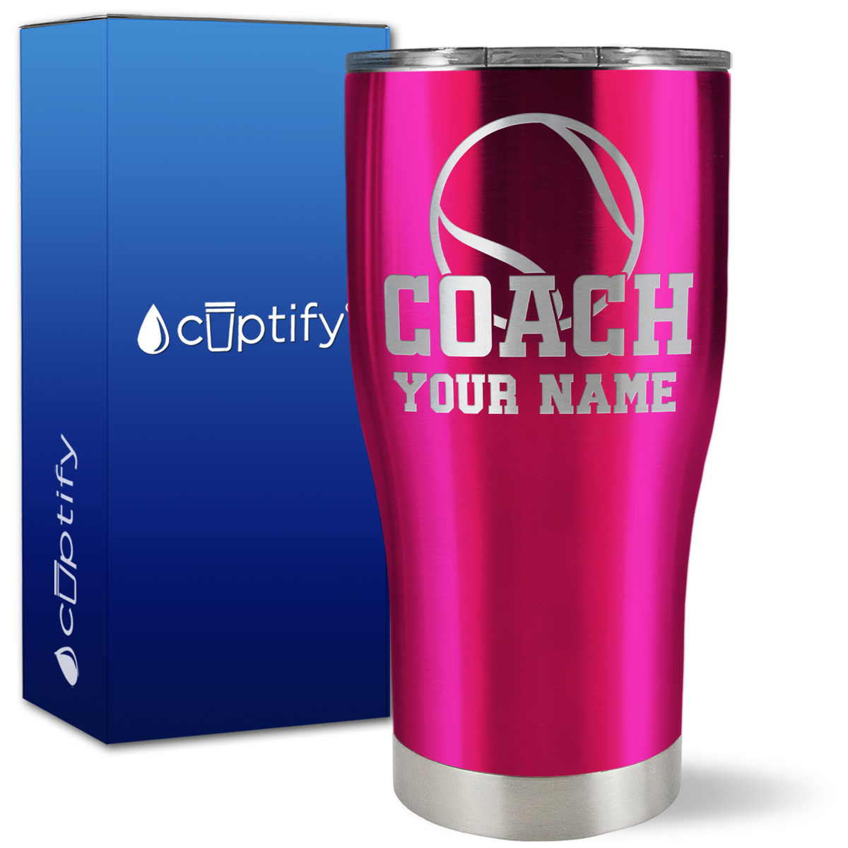 Personalized Coach Tennis Ball on 27oz Curve Tumbler