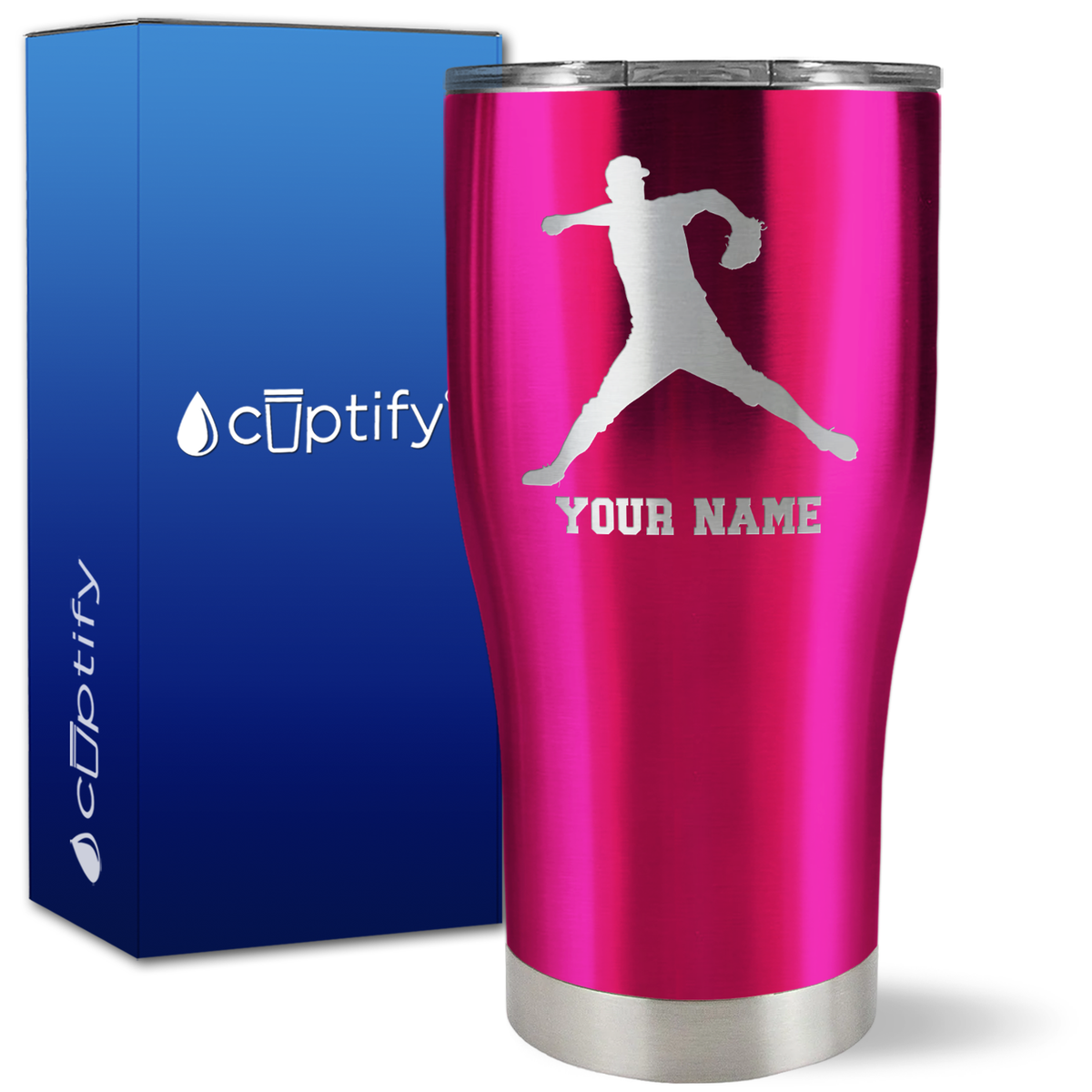 Personalized Baseball Pitcher Player on 27oz Curve Tumbler