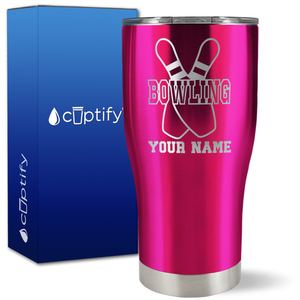 Personalized Bowling Pins on 27oz Curve Tumbler