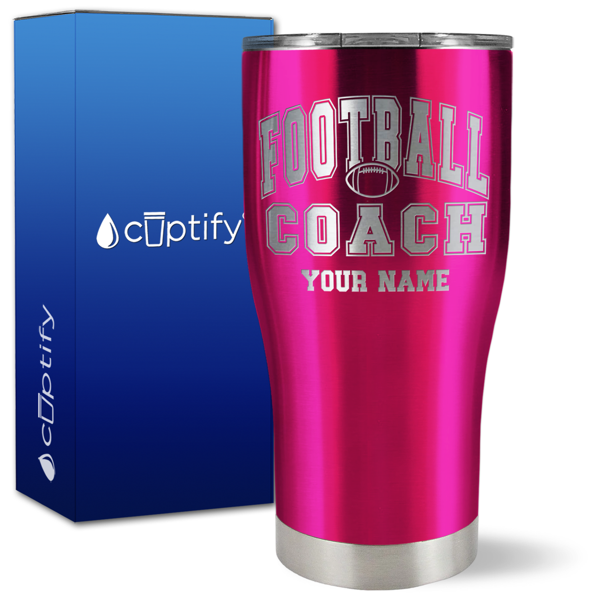 Personalized Coach Football on 27oz Curve Tumbler