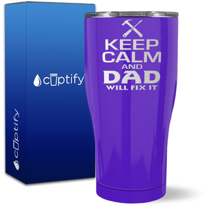 Keep Calm Dad Will Fix It on 27oz Curve Tumbler