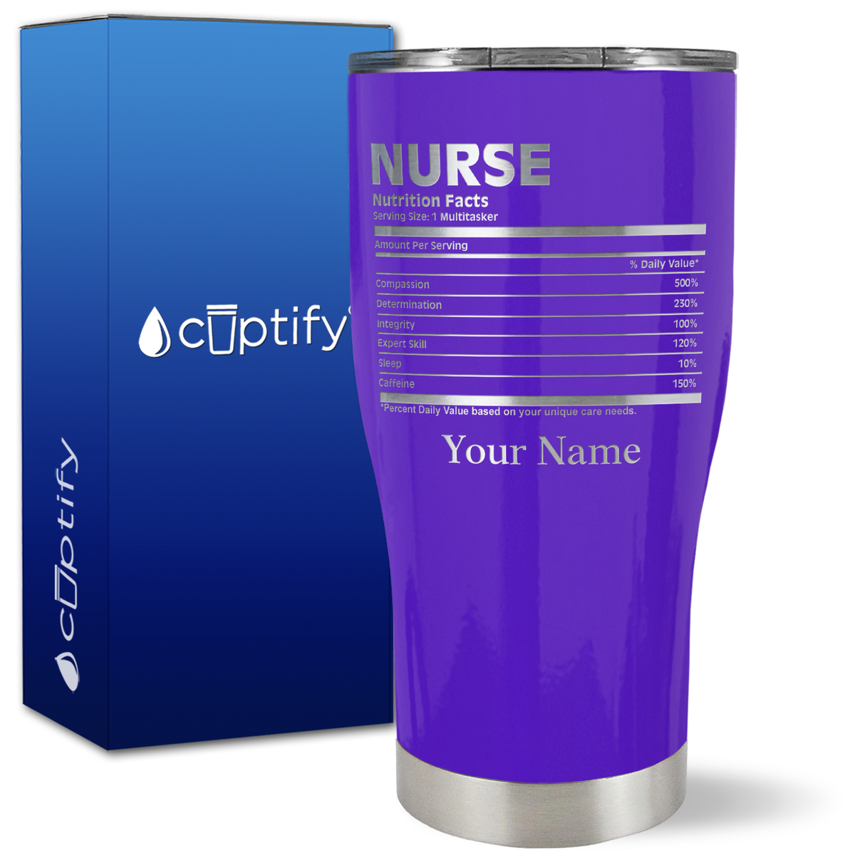 Personalized Nurse Nutrition Facts on 27oz Curve Tumbler