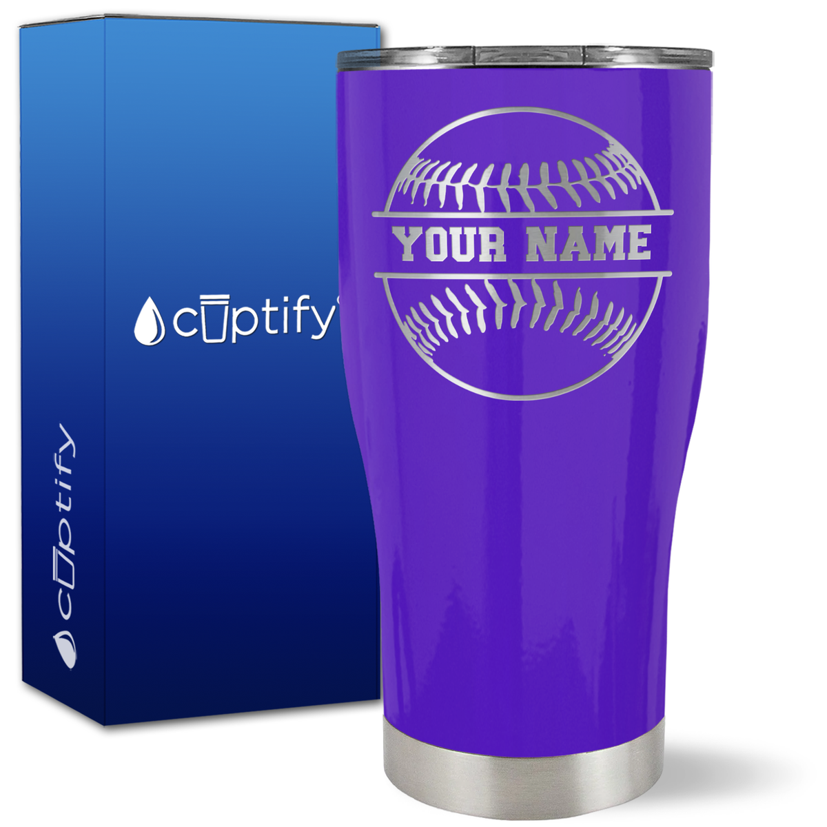 Personalized Baseball Name on 27oz Curve Tumbler