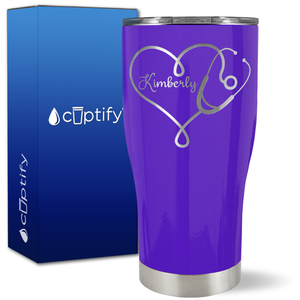 Personalized Heart Stethoscope on 27oz Curve Tumbler