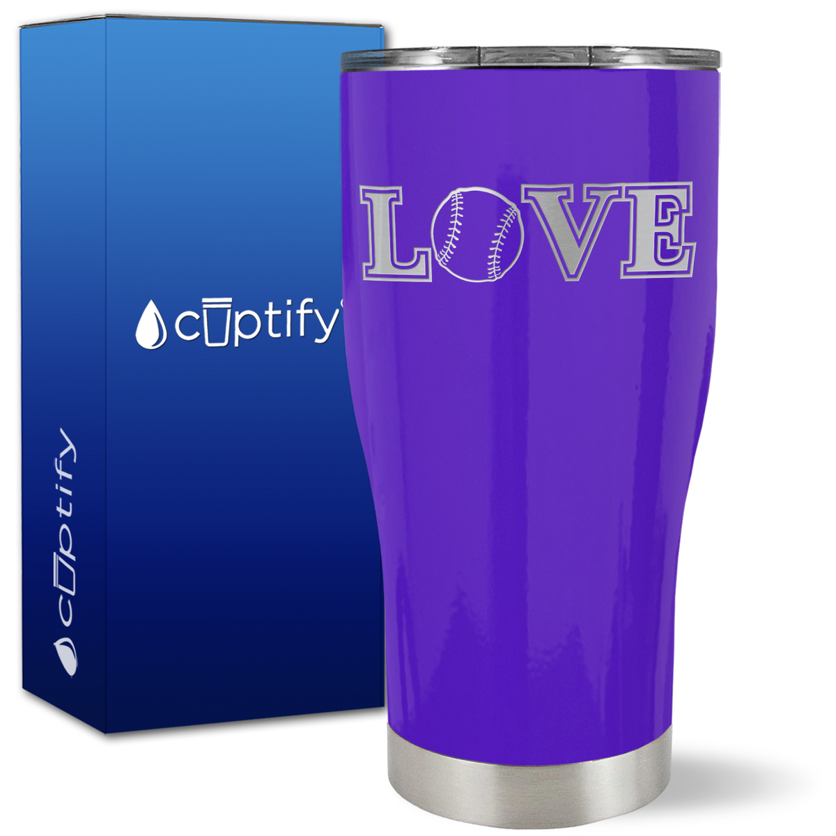 Baseball Love on 27oz Curve Tumbler