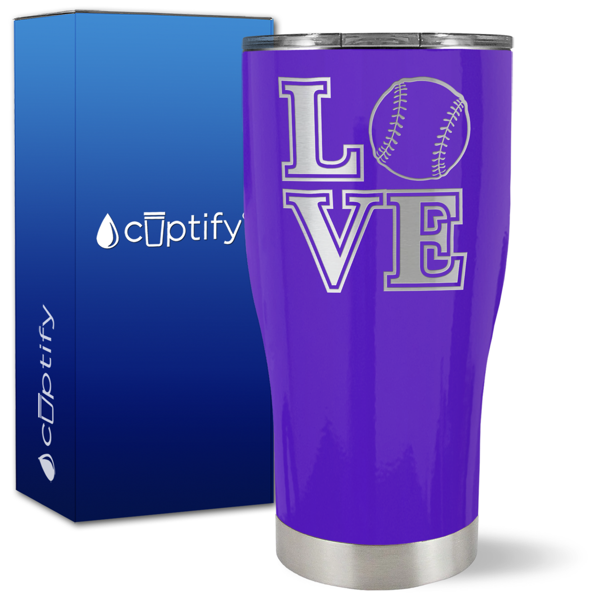 Love Baseball on 27oz Curve Tumbler